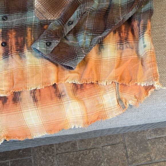 Women's Brown and Orange Plaid Shirt - Picture 2 of 5